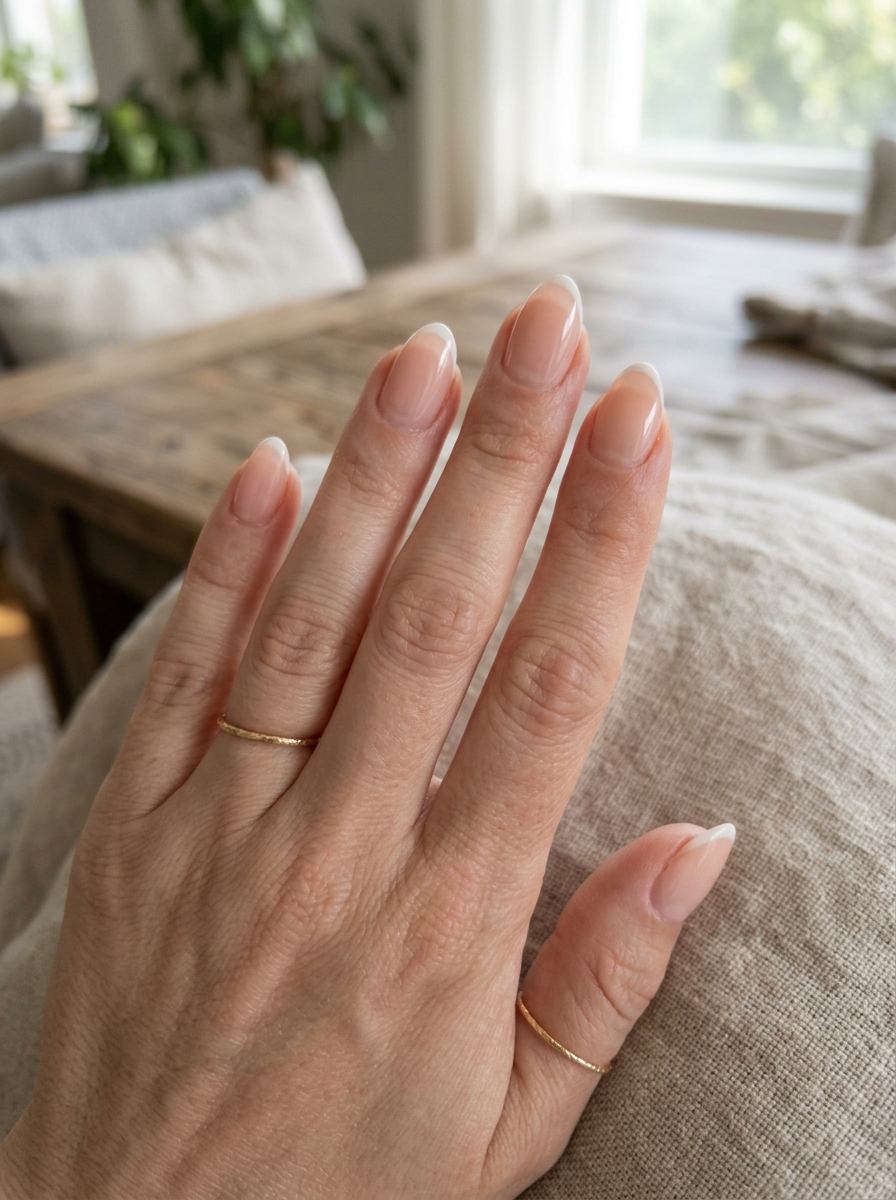Short Almond Micro French als Kurze Almond Nails Inspiration 2026